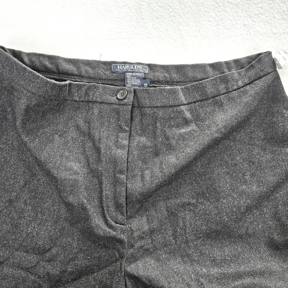 Harolds Womens Wool Cashmere Trousers Grey Made in Italy Straight Leg Sz 12 nwt